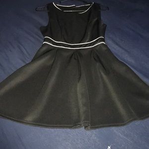 Black / white stripe open back dress